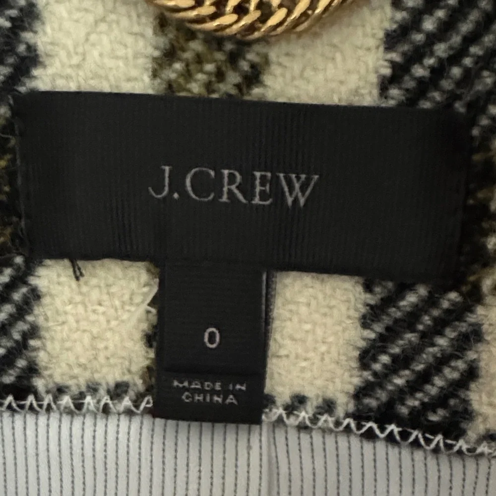 J. Crew Black, White, Olive Plaid Double-Breasted Pea Coat - Picture 2 of 9